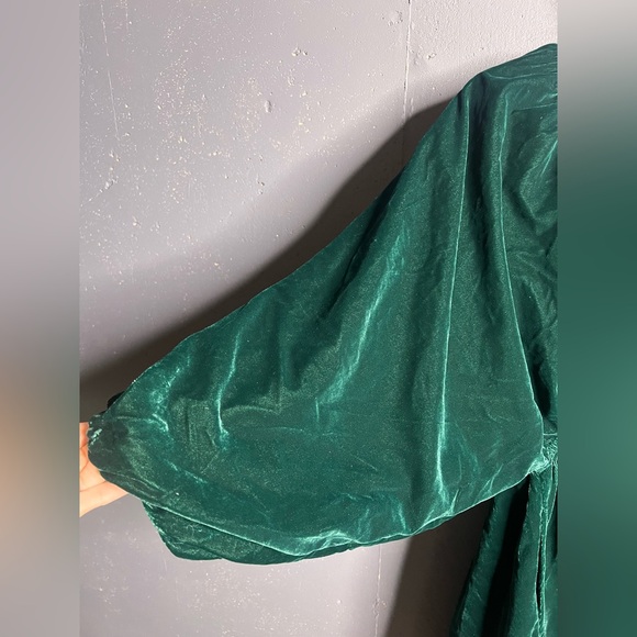 FREE PEOPLE PORTIA EMERALD GREEN VELVET DRESS XL - Picture 6 of 9